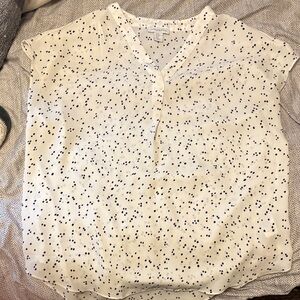 Elegant White Blouse with Black Dots